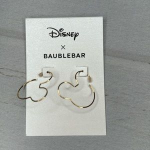 NEW - Baublebar - Mickey Mouse Disney 18K Gold Sterling Silver Hoop Earrings